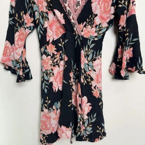 Billabong Womens Small Floral Wrap  Belted Mini Dress - Picture 5 of 11